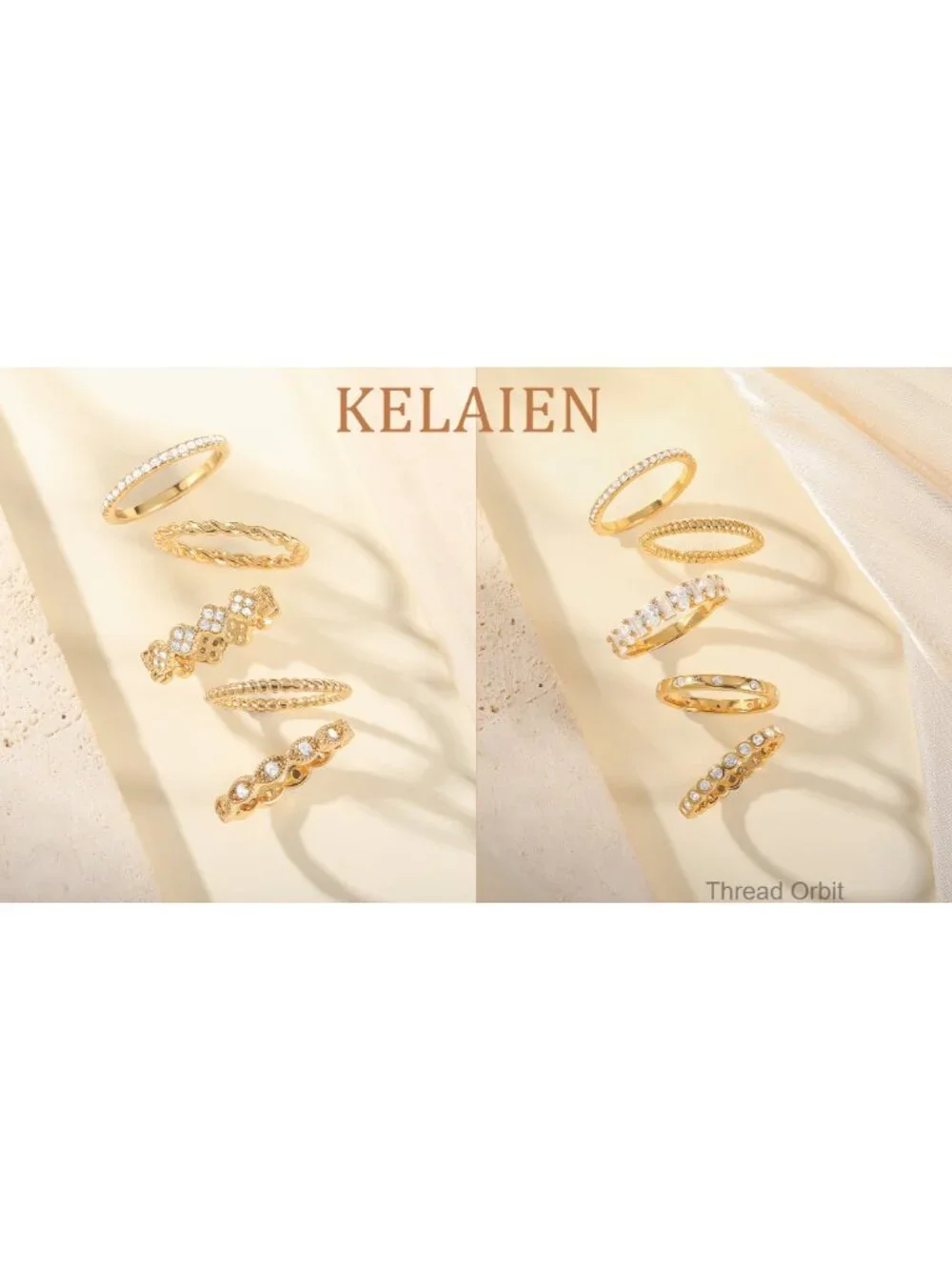 14K Gold Plated Cubic Zirconia Stackable Ring Set